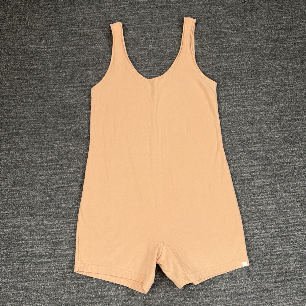 Tkees Short Playsuit Women 1 Small Bisque Pink Terry Cloth Relaxed Romper Loose